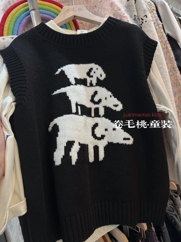 卷毛桃女童秋天毛衣马甲