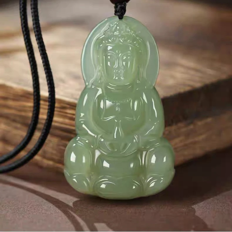 天然和田玉观音吊坠男款湖水观世音菩萨玉石挂坠本名年护身佛牌