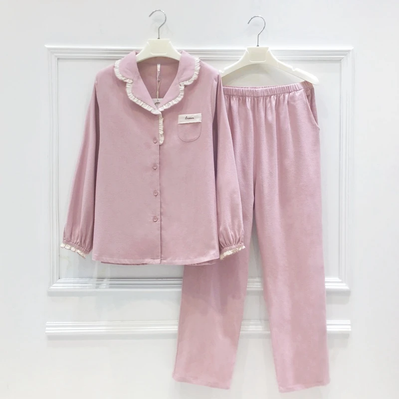 安伴睡衣纯棉100%全棉女秋季2024新款长袖加厚磨毛甜美家居服女