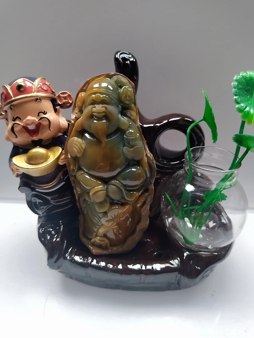 天然翡翠A货财神手把
