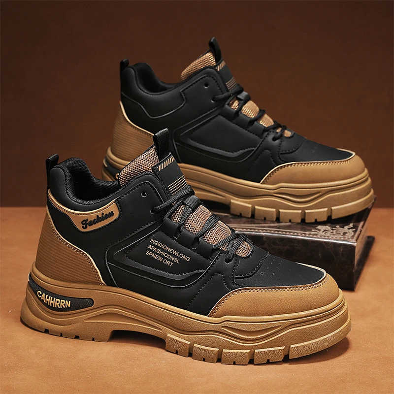 森刻马丁靴秋季新款高帮百搭男鞋户外耐磨时尚百搭防臭工装靴男生