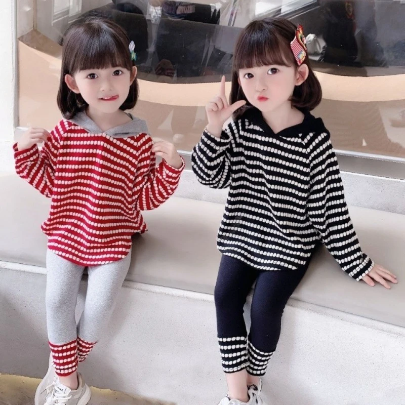 女童秋装套装新款条纹卫衣打底裤棉春秋儿童衣服两件套