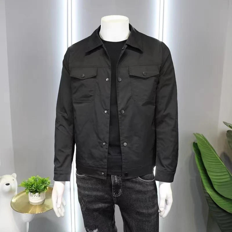 2023男士春秋夹克新款纯色百搭商务休闲高档简约韩版修身潮流外套