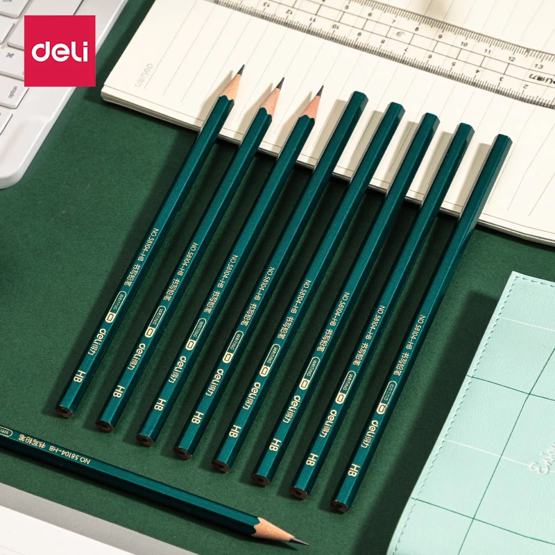 得力绿杆原木铅笔小学生考试儿童幼儿园2B/HB铅笔六角杆石墨笔cj