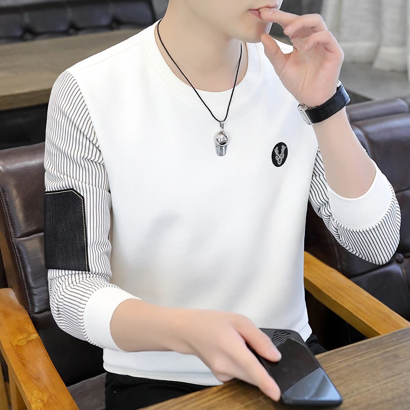 卫衣男圆领春秋季新款潮流百搭长袖T恤男装帅气休闲上衣服打底衫