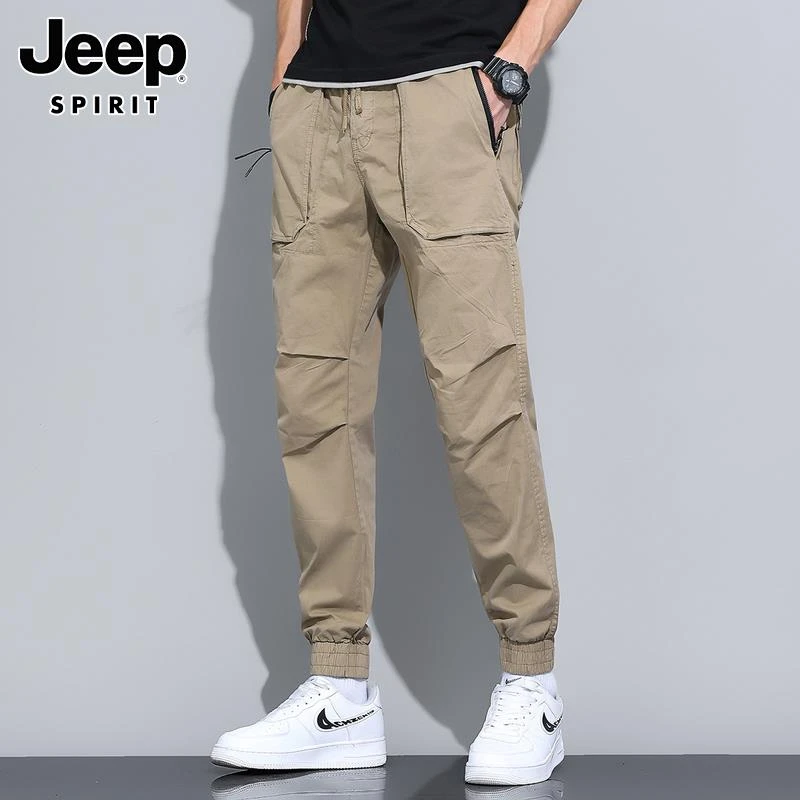 Jeep吉普休闲裤男士冬季2023新款潮牌宽松工装长裤子纯色帅气男裤