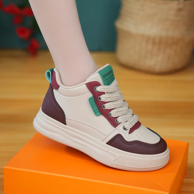 2024秋季高帮小白鞋新款韩版ins女学生厚底增高板鞋休闲鞋XF1251