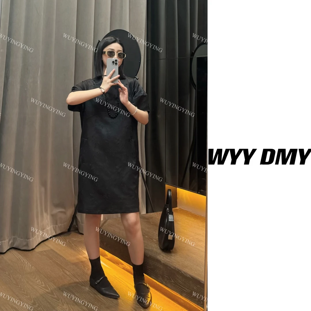 WUYINGYING小众【夏日尤物】设计款暗纹提花精致时尚百搭显瘦连衣裙