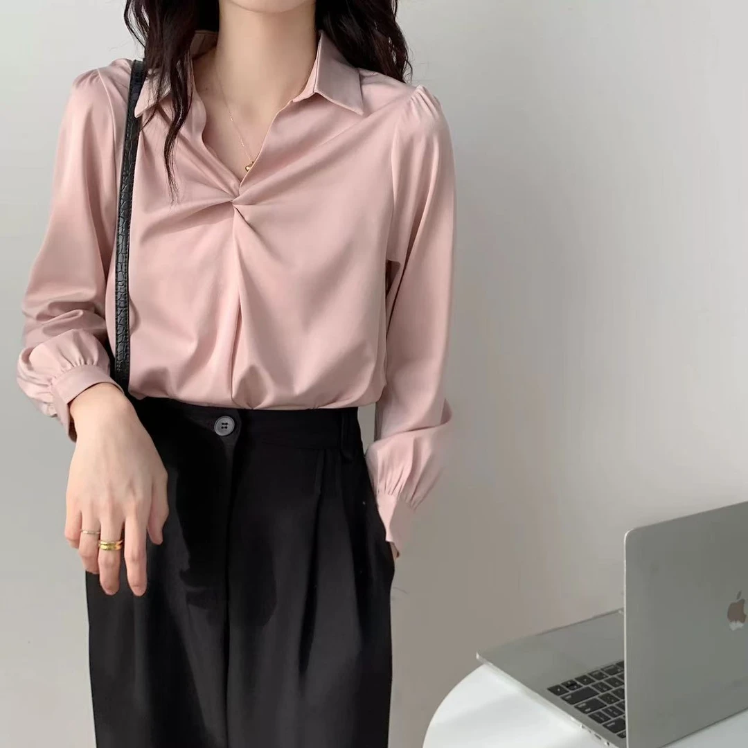 设计感小众新款时尚气质女装韩系chic别致上衣长袖衬衫6605