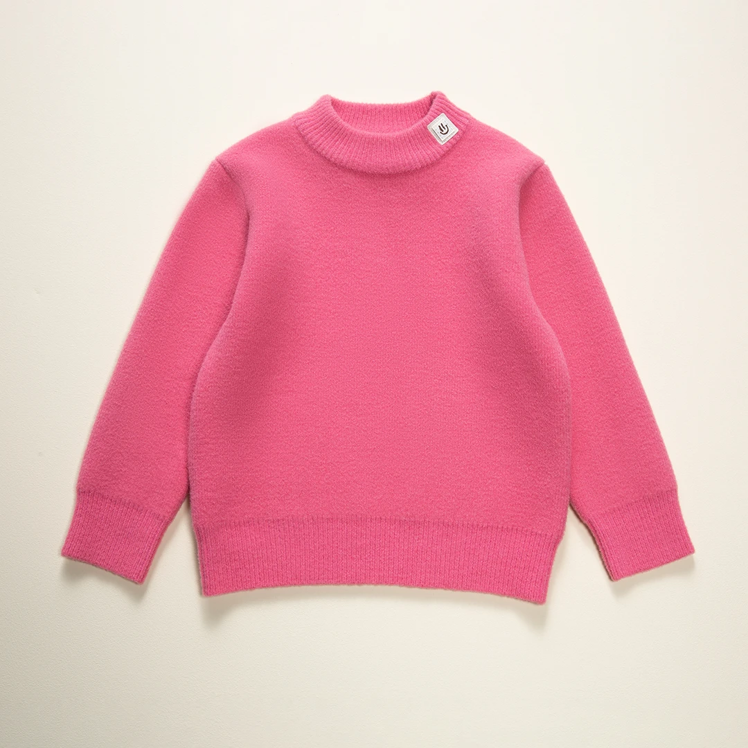 男女童软糯不起球毛衣一体绒童装中大童圆领笑脸秋冬新款针织衫