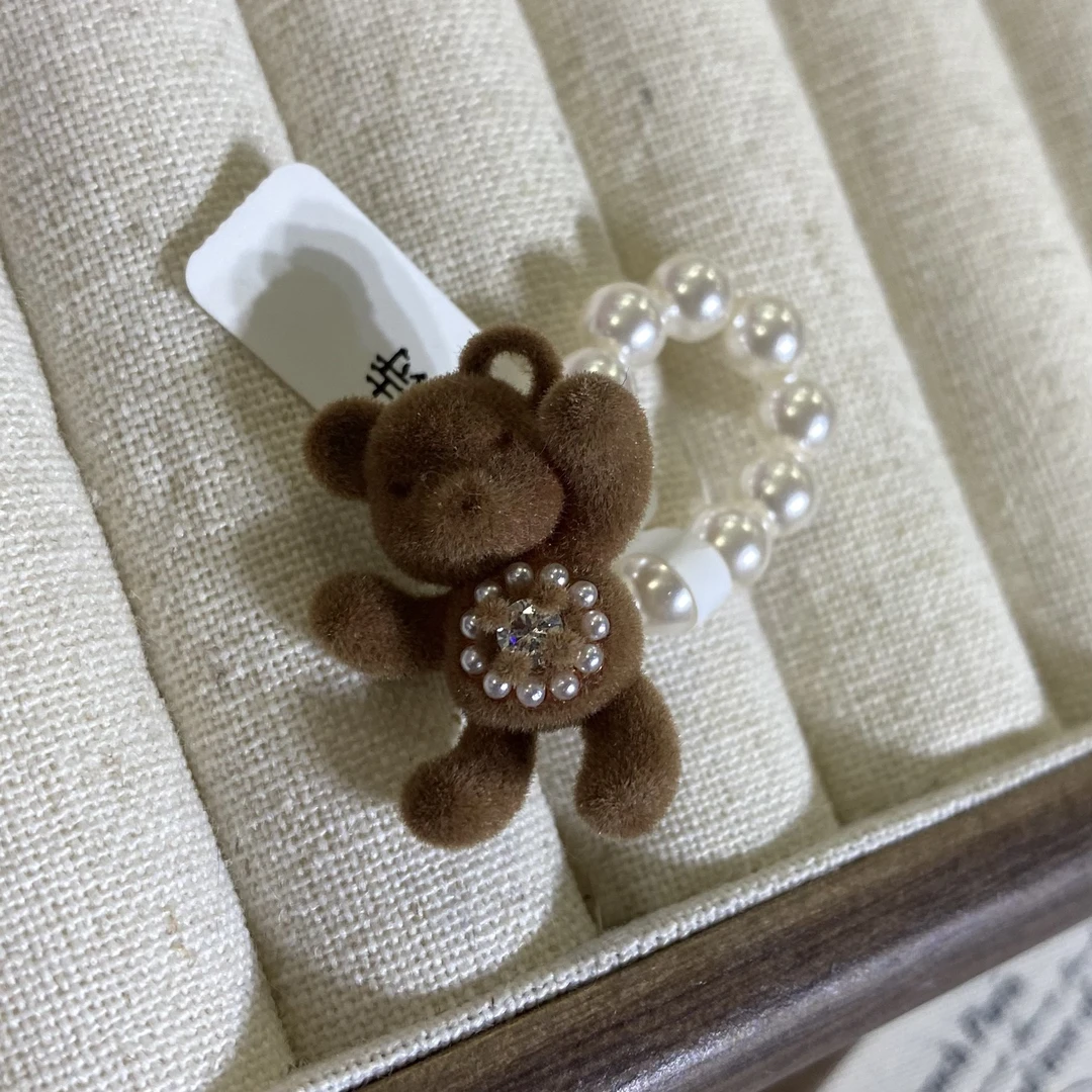 非金属仿珍珠戒指 小熊戒指 0041