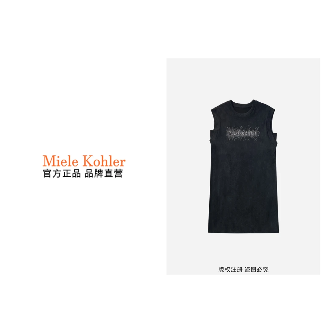 夏季高级感设计圆领字母无袖连衣裙女MKOKQ9165【澳门小源同款】