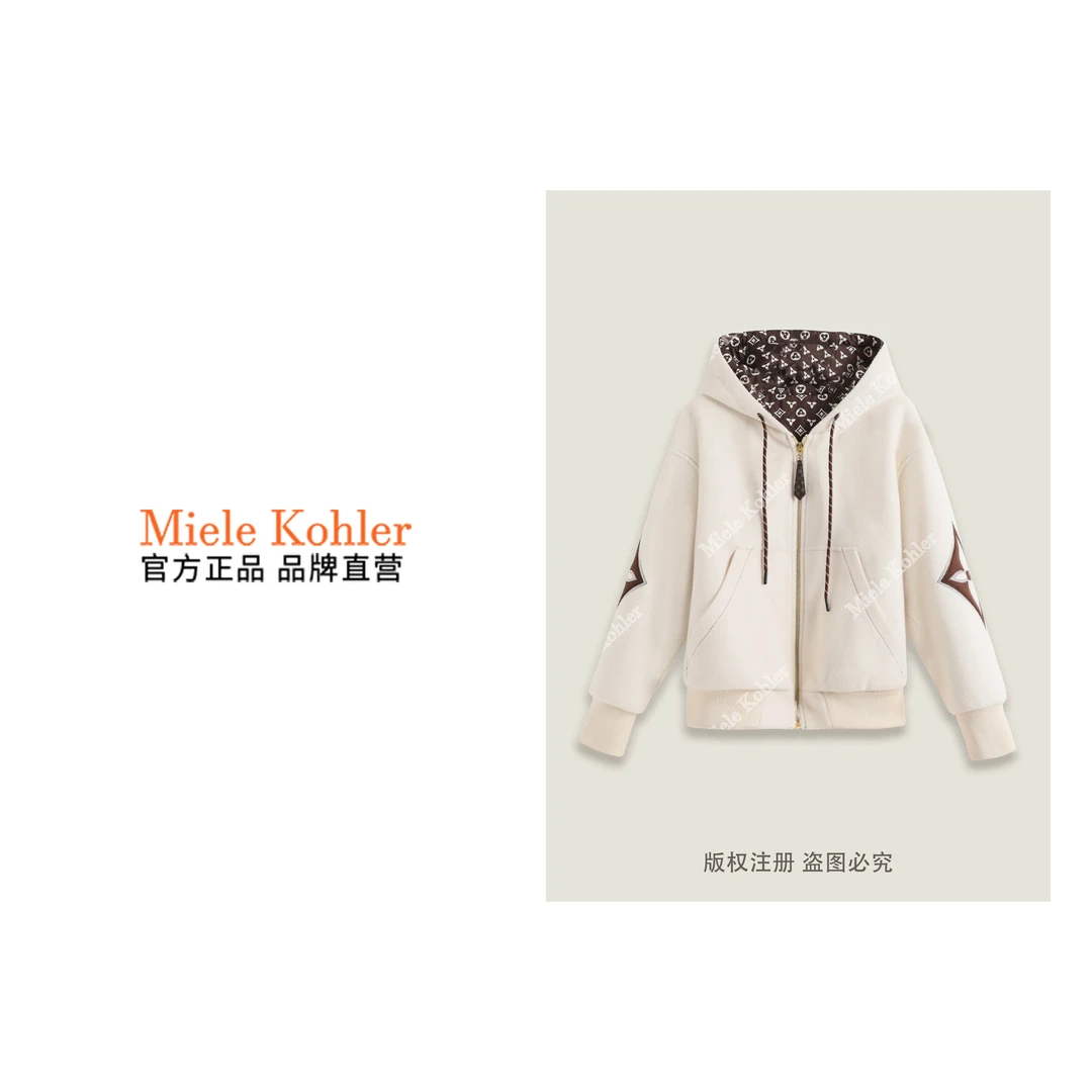 冬季新款轻奢高级感百搭加厚连帽卫衣外套MKKQ8785【澳门小源同款】