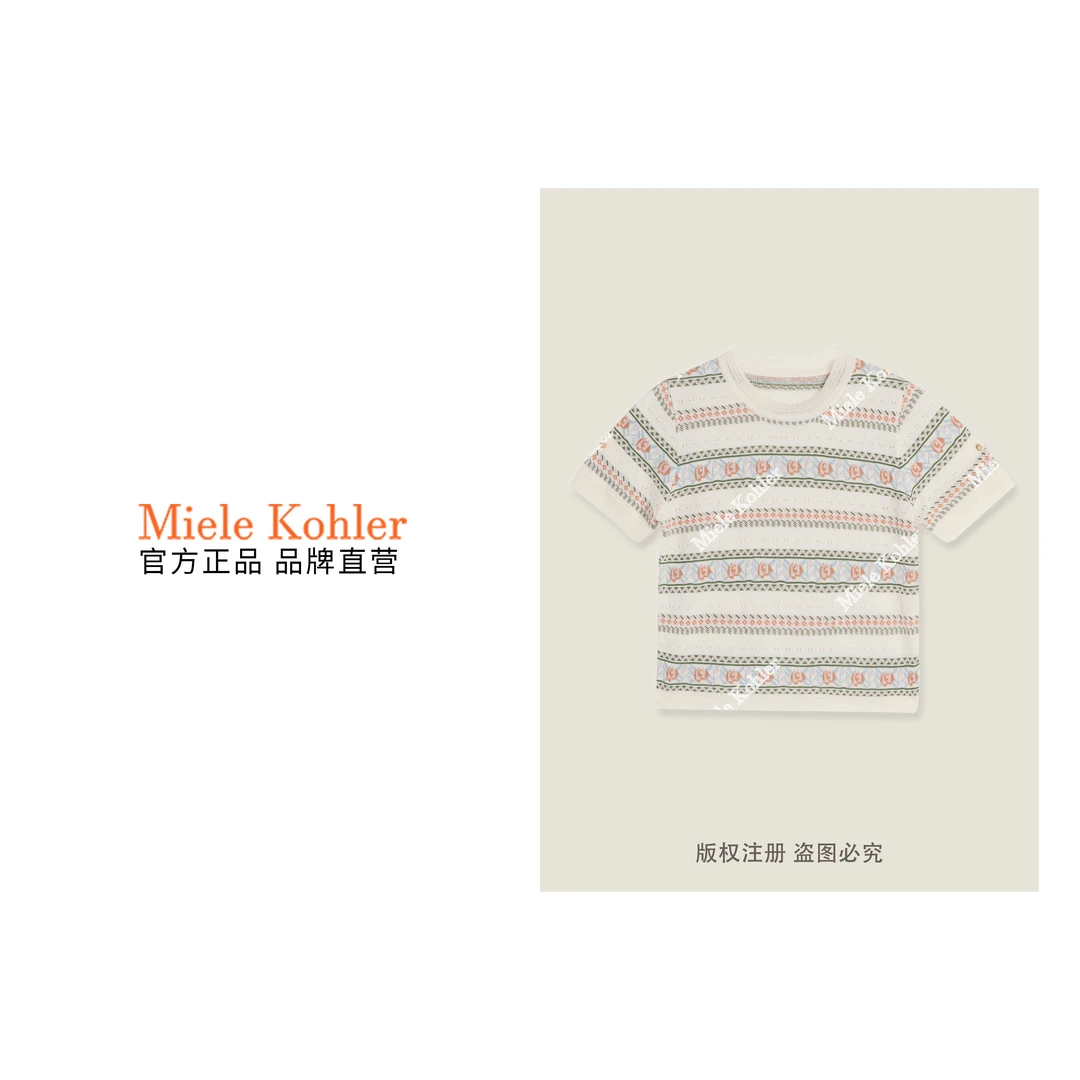 新款百搭潮流印花设计莱赛尔短袖毛针织衫MKOJB290【澳门小源同款】