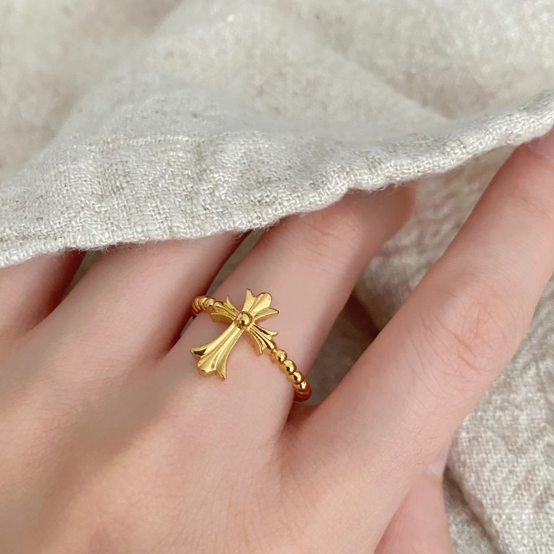 J001 十字架 开口可调节戒指