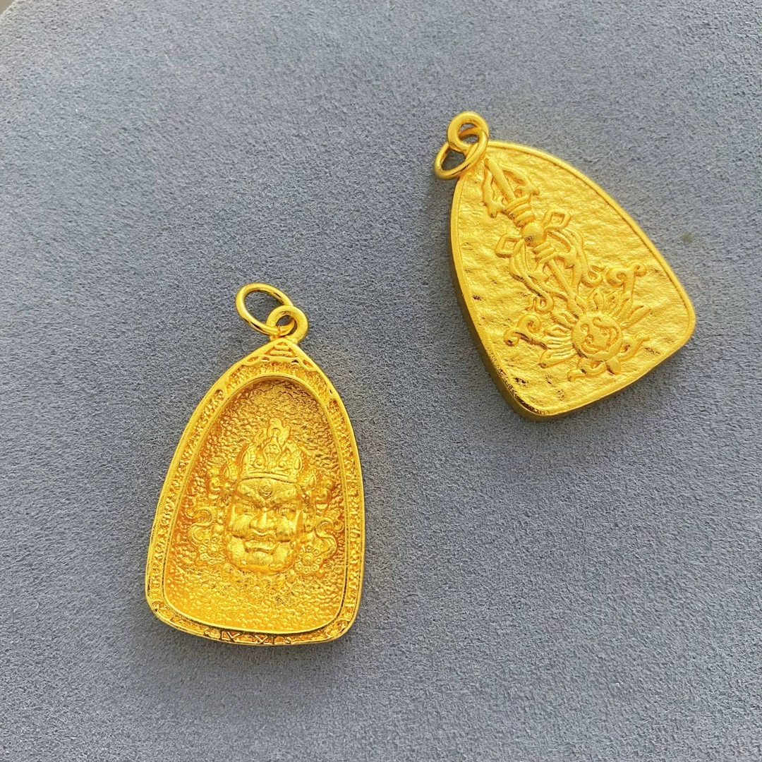 XL3479 黄财神金刚杵三角牌吊坠【单独吊坠】