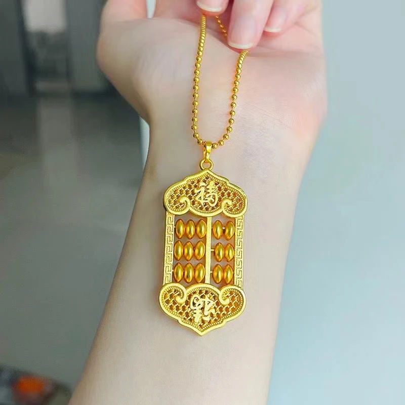 XL3142 高品质 福字大算盘项链珠子可转动百搭灵动