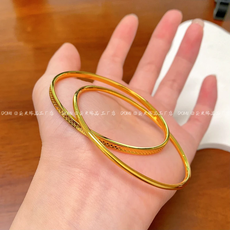 SZ1114 精工款60#龙鳞双环手镯 实心精美叠戴镯子气质