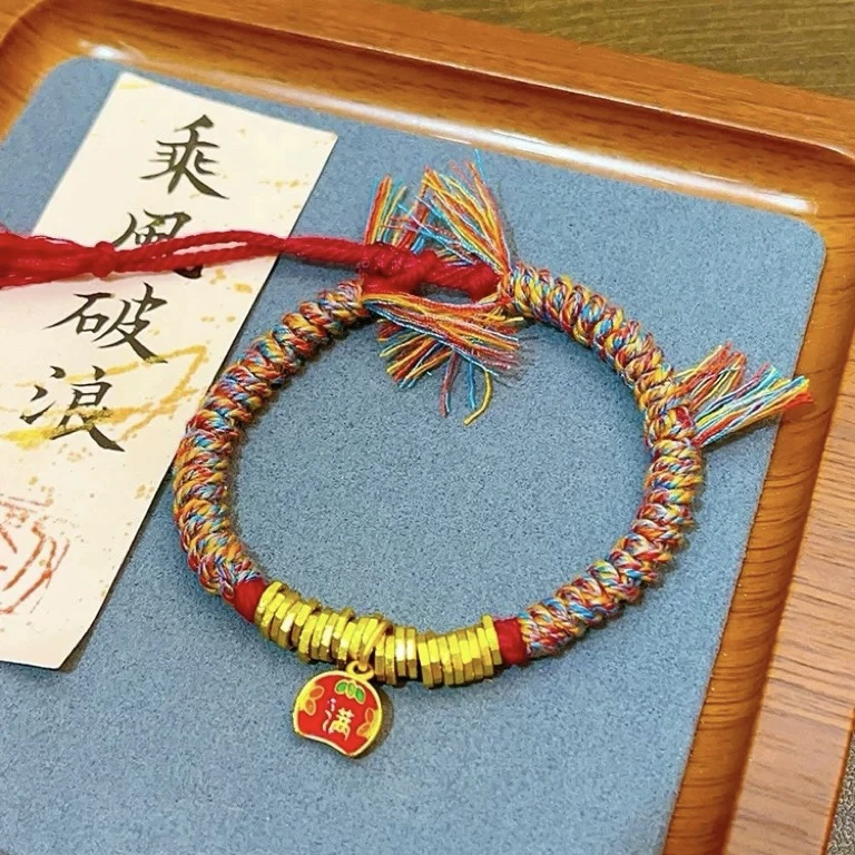SL2135 红绳福满盘缠手链 手工编织女款手绳复古中式