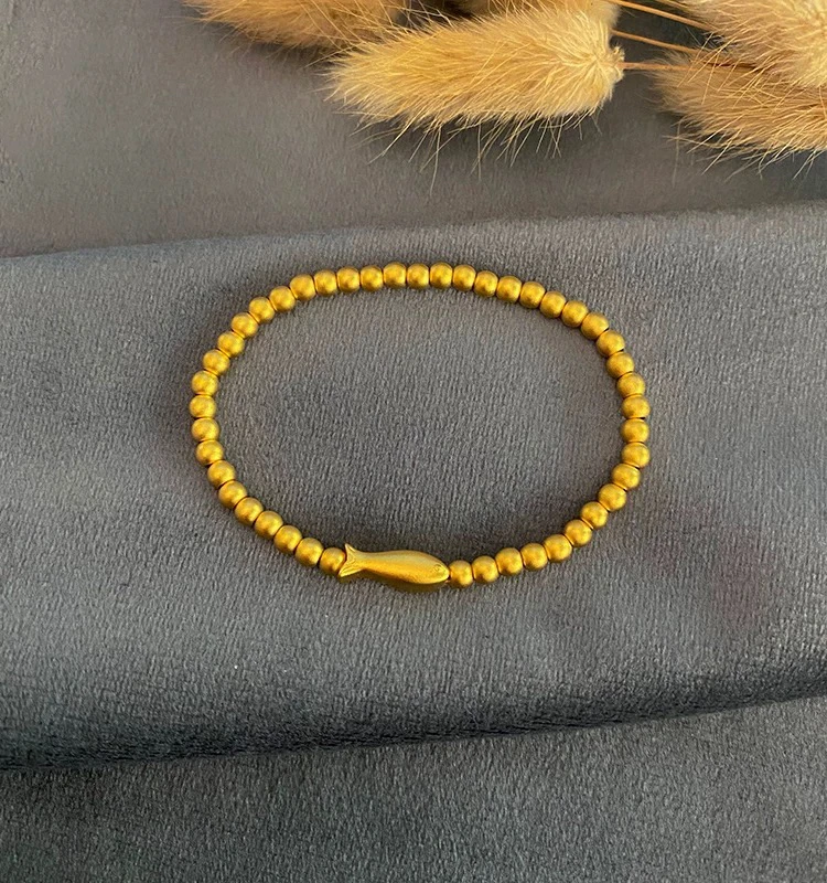 SL2106 金色小鱼珠珠手链 弹力绳简约百搭手串