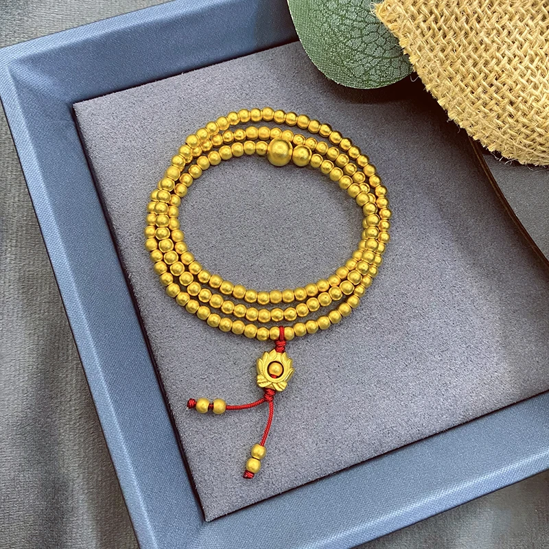 XL3204 红绳莲花项链长链 藏蕴复古中式多圈手串饰品