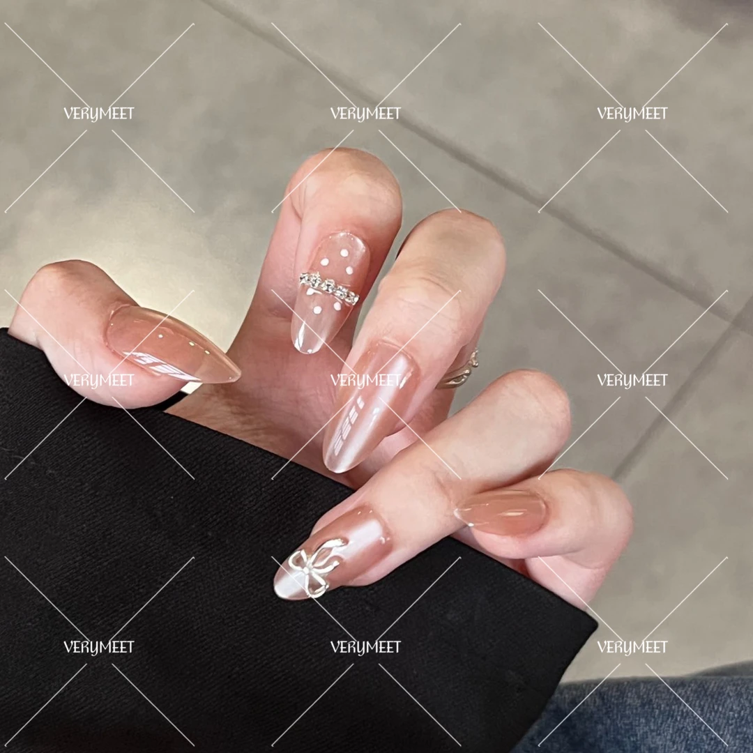 【VeryMeet - 穿戴甲】 蝴蝶结点钻名媛风气质高贵美甲贴片47
