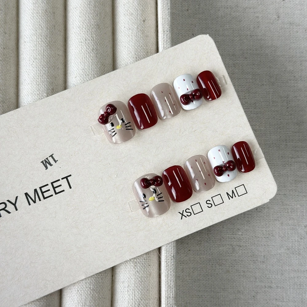 【VeryMeet - 穿戴甲】凯蒂猫显白简约立体点胶轻奢高级美甲贴片12