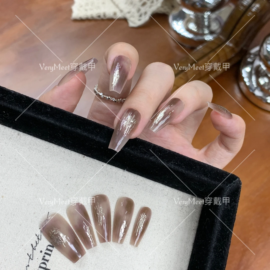 【VeryMeet-穿戴甲】美拉德风鎏金款中长t反潮复古秋冬款美甲贴039