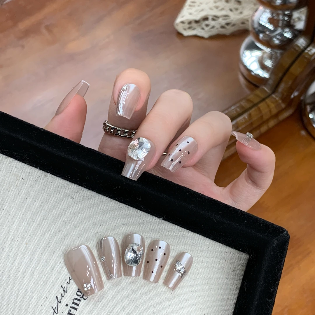 VeryMeet纯手工穿戴甲婚甲中t大鸽子蛋波点元素名媛高级轻奢风108