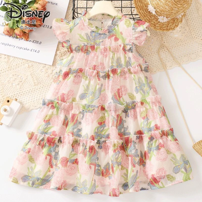 迪士尼女童夏季气质连衣裙新款儿童甜美纱裙XXR2SK048-XH