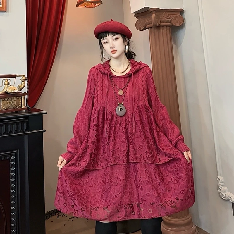 入秋穿搭针织连衣裙女法式秋季宽松韩系高级感新款连衣裙子-66570