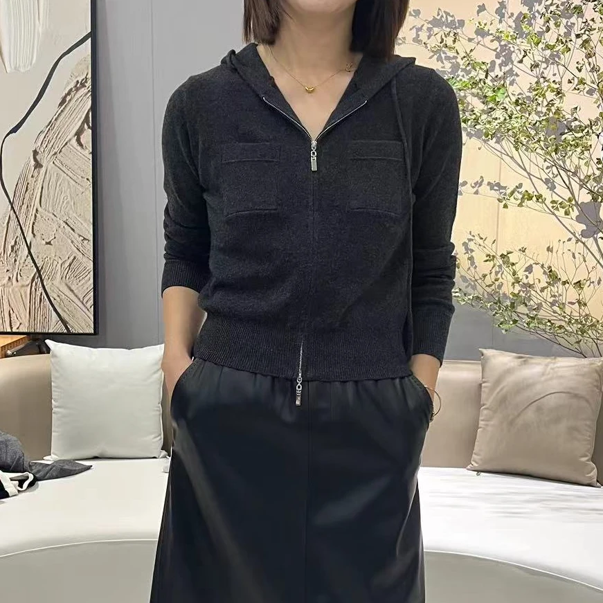 YOYOCROWN  山羊绒+绵羊毛秋冬连帽长袖打底帽衫时尚毛衣