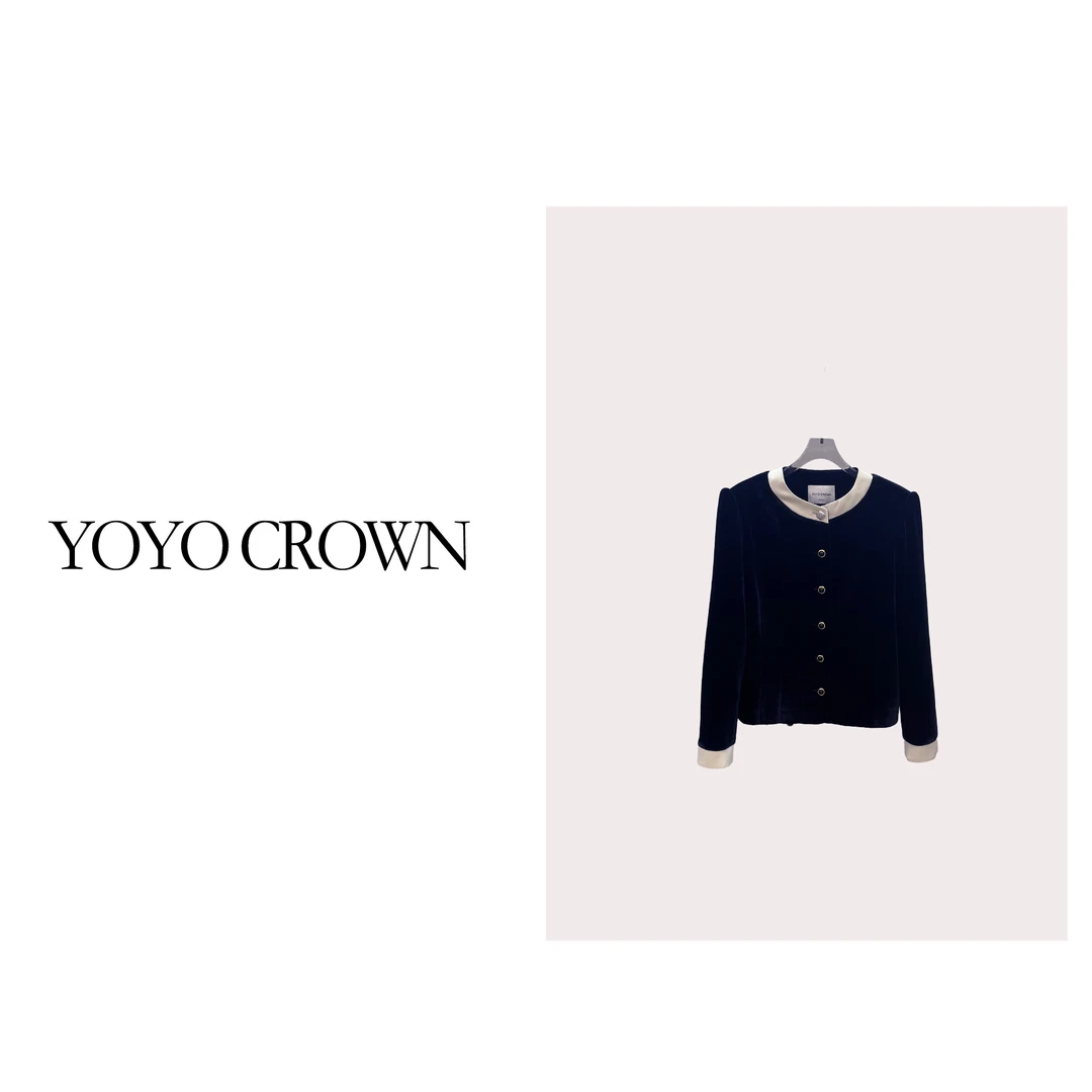 YOYOCROWN  【高端桑蚕丝丝绒】新款小香法式小个子圆领短外套