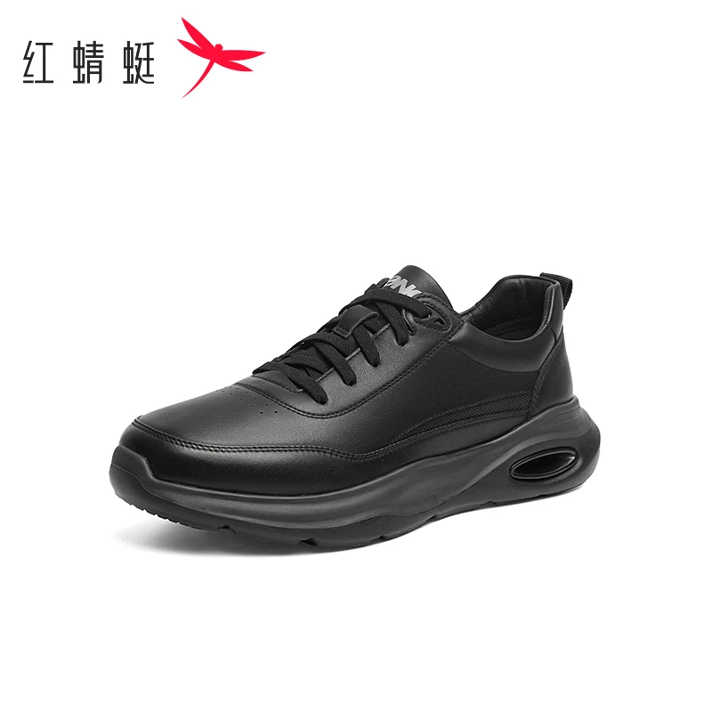 红蜻蜓男士运动休闲鞋2025秋冬新款男鞋羊皮休闲皮鞋轻奢低帮跑鞋