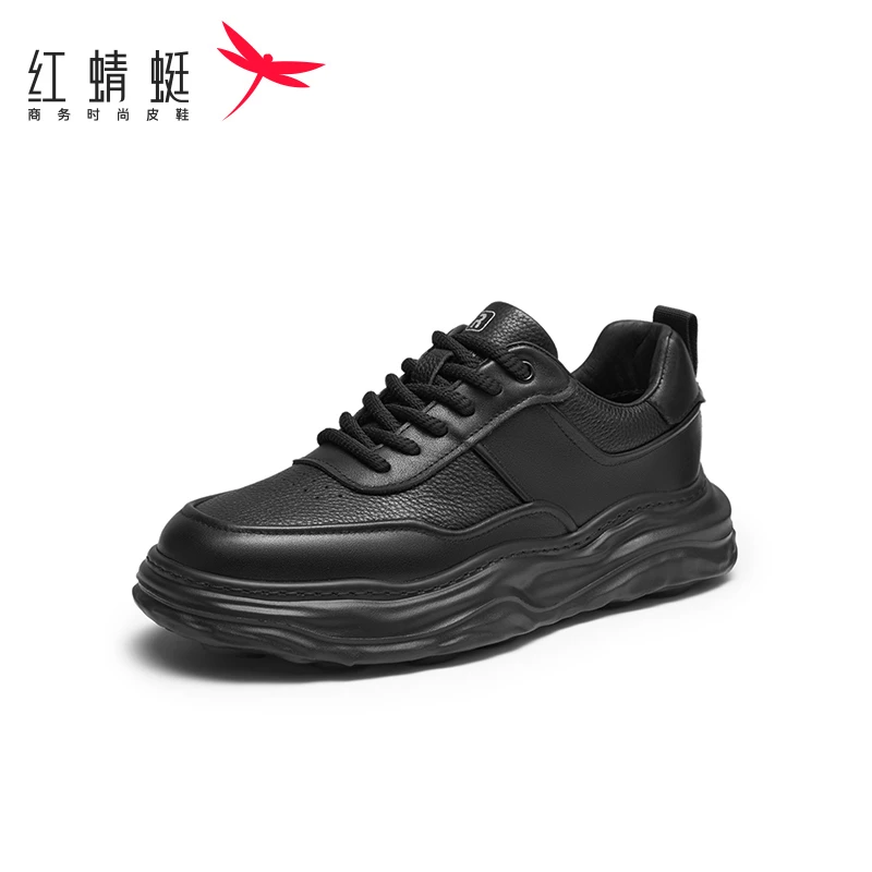 红蜻蜓休闲板鞋男2023冬季新款时尚厚底舒适增高复古运动跑步春季