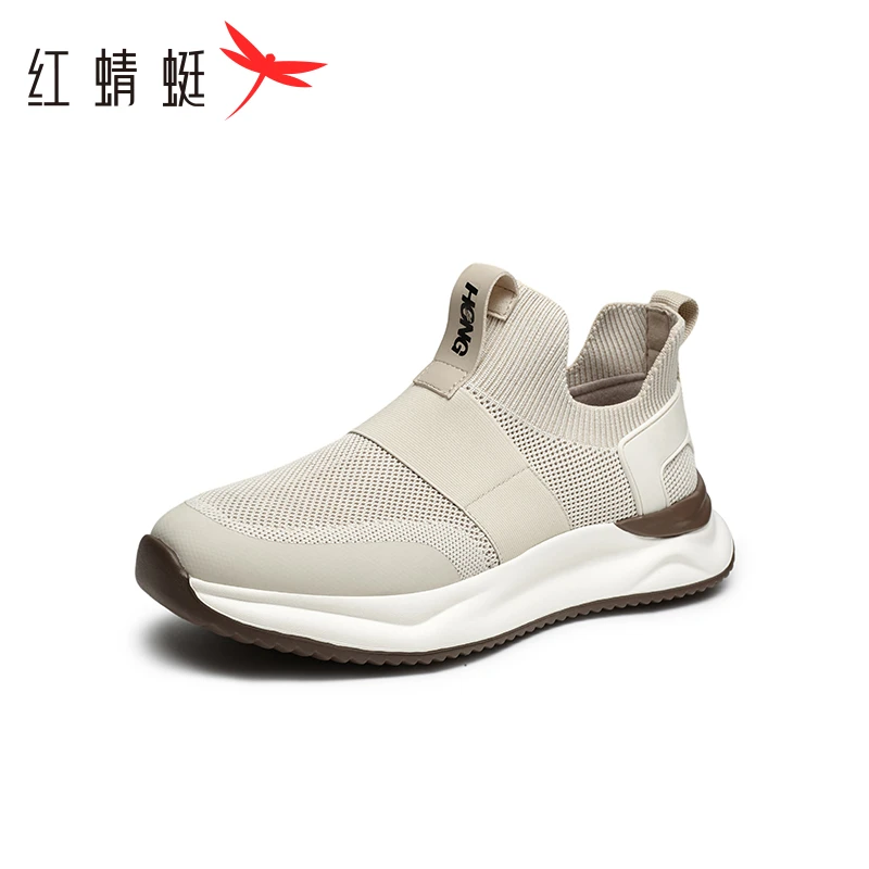 红蜻蜓网面鞋2024秋季新款男鞋透气休闲运动鞋一脚蹬软底飞织鞋男