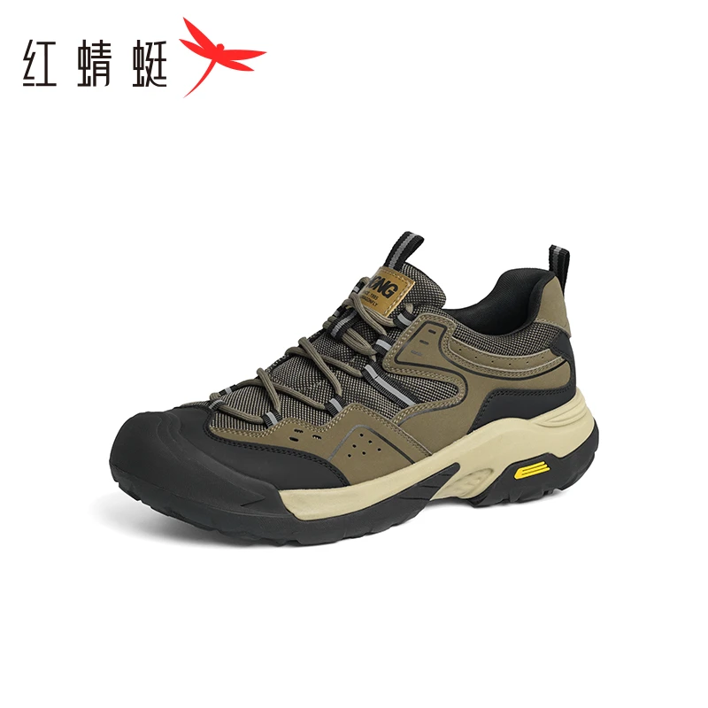 红蜻蜓时尚休闲鞋2024冬季新款男鞋厚底户外工装鞋系带运动慢跑鞋