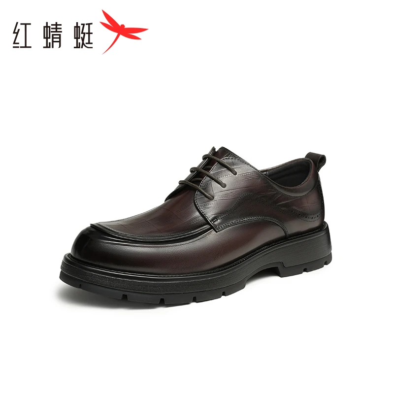 红蜻蜓正装皮鞋2024冬季新款男鞋厚底增高商务德比皮鞋新郎鞋婚鞋
