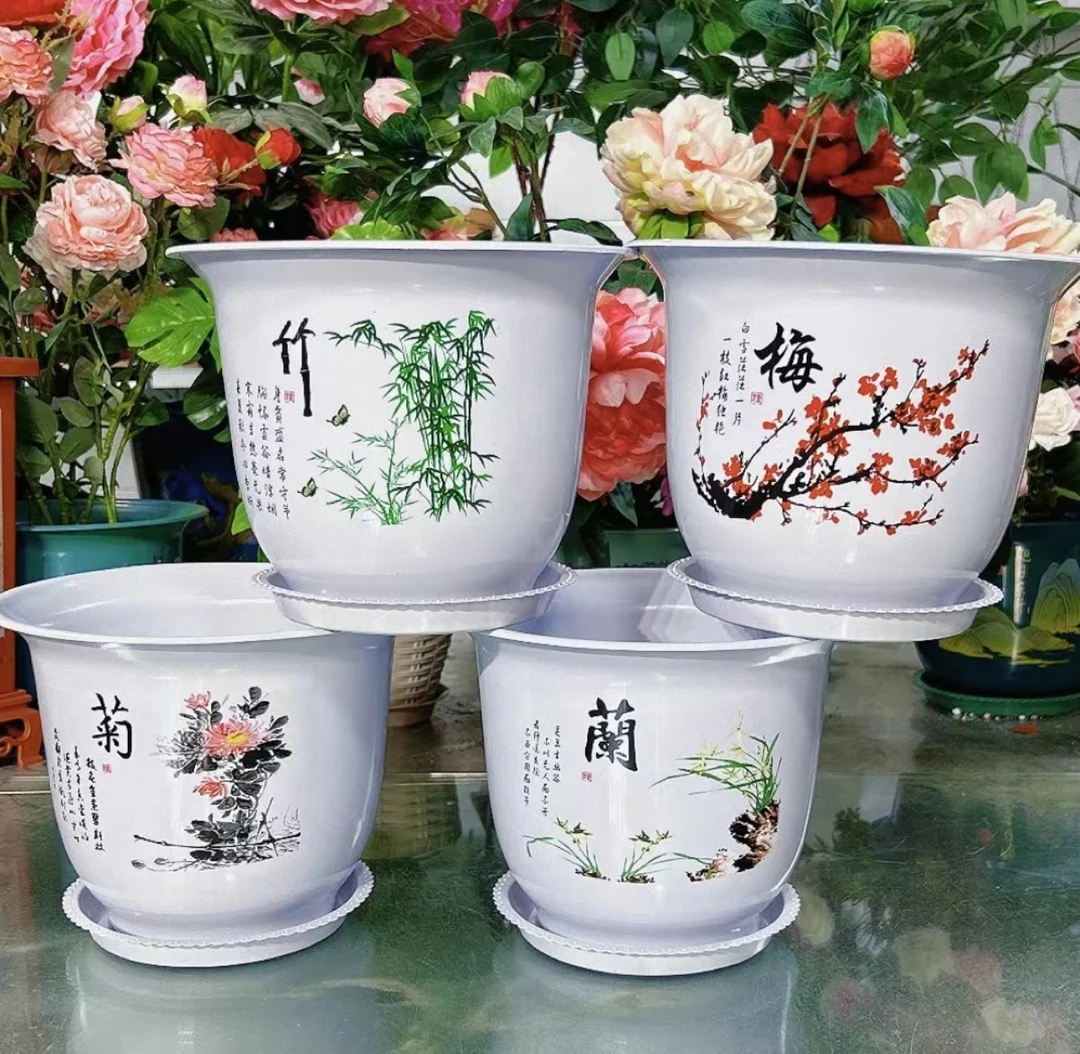 【拍1发4】盆景花盆加厚捡漏仿陶瓷树脂花盆碗莲专用盆耐用多肉花盆