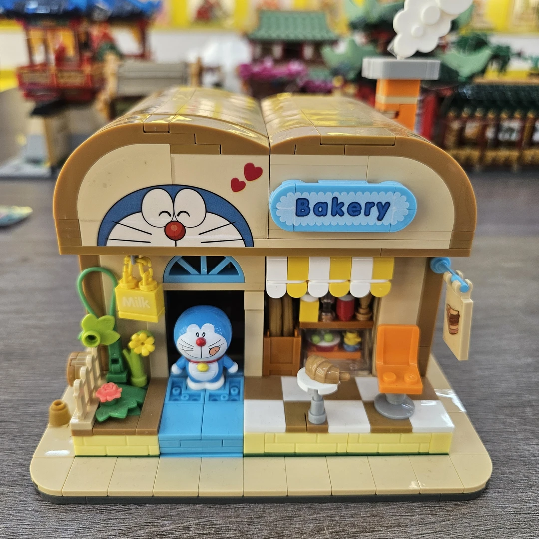 贝乐迪积木哆啦A梦街景系列面包店铜锣烧店