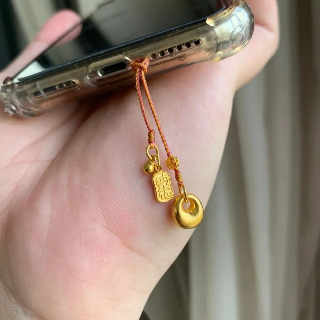 铜合金手链 原创手作设计纳福铃铛流苏吊坠手机链条百搭通勤