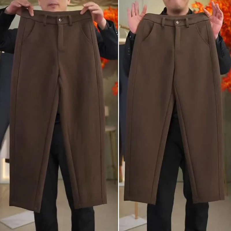 羊毛呢哈伦裤女2024秋冬季新款高腰加绒加厚休闲西装烟管萝卜裤子