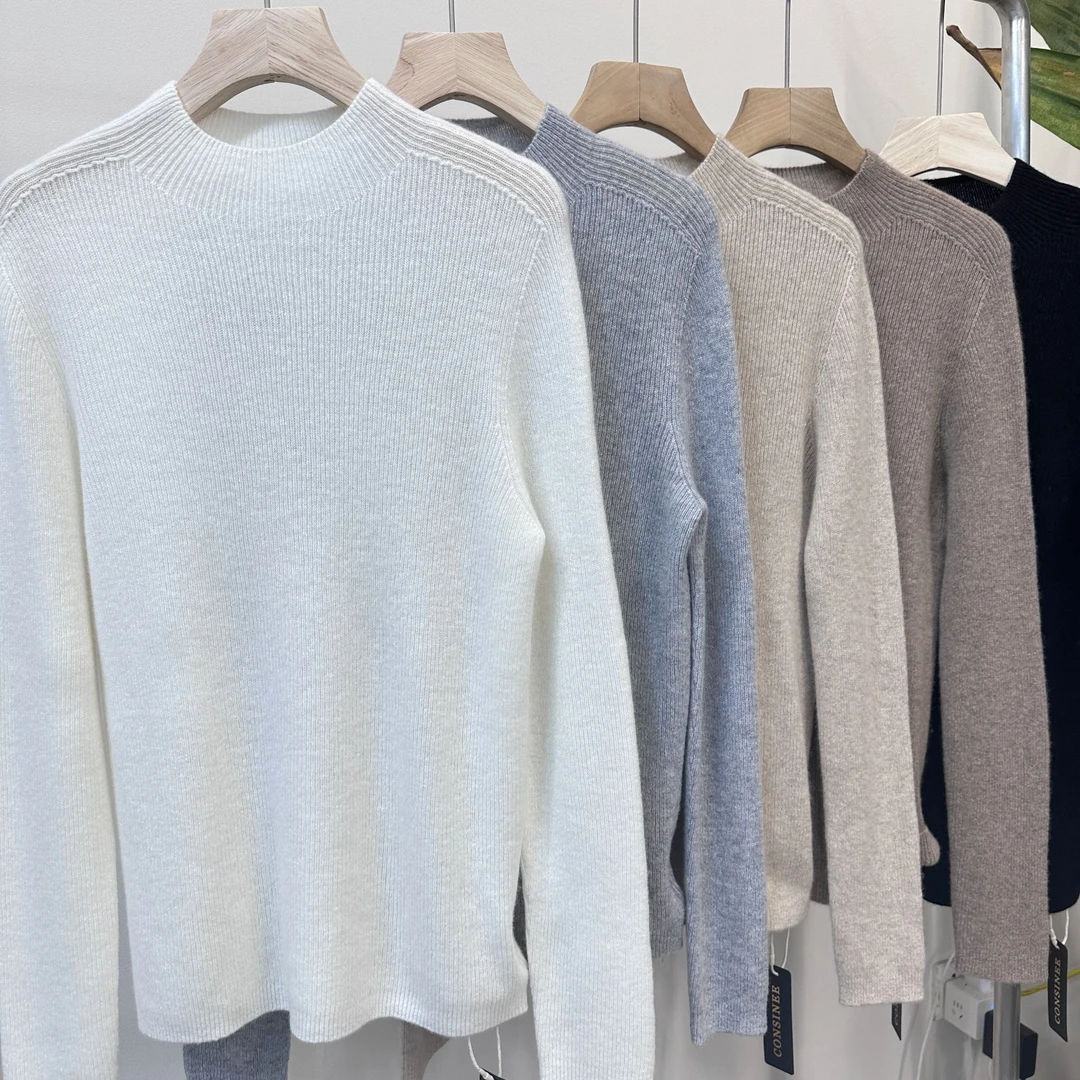 2024新款山羊绒小立领套头长袖极简气质百搭简约9096