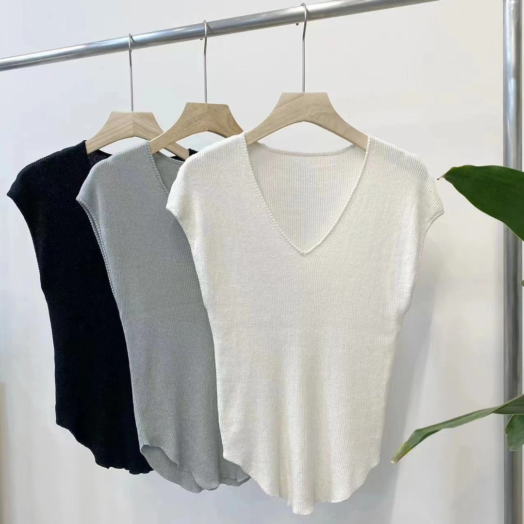 新款莱赛尔桑蚕丝星空v领小飞袖简约百搭小众设计24626