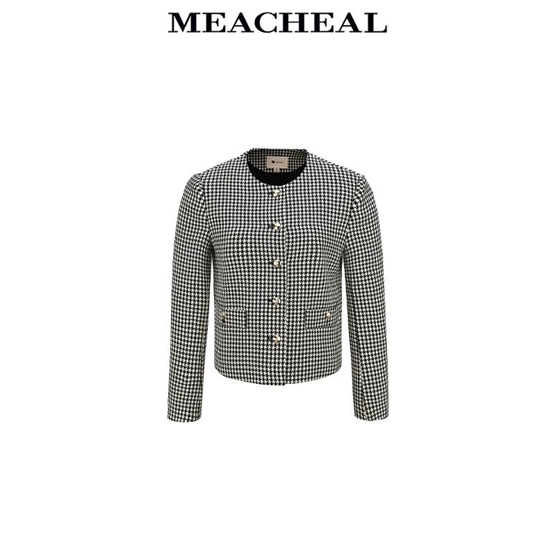MEACHEAL米茜尔藏蓝格子外套824410012083