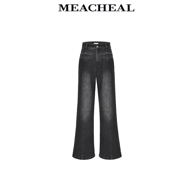 MEACHEAL米茜尔水洗墨黑色牛仔裤224410015056