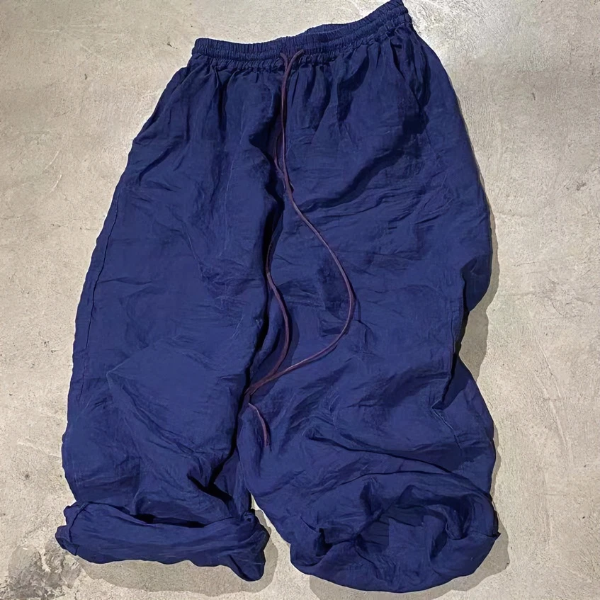 素年未央 SN34 砂洗加厚苎麻抽绳文艺休闲宽松长裤