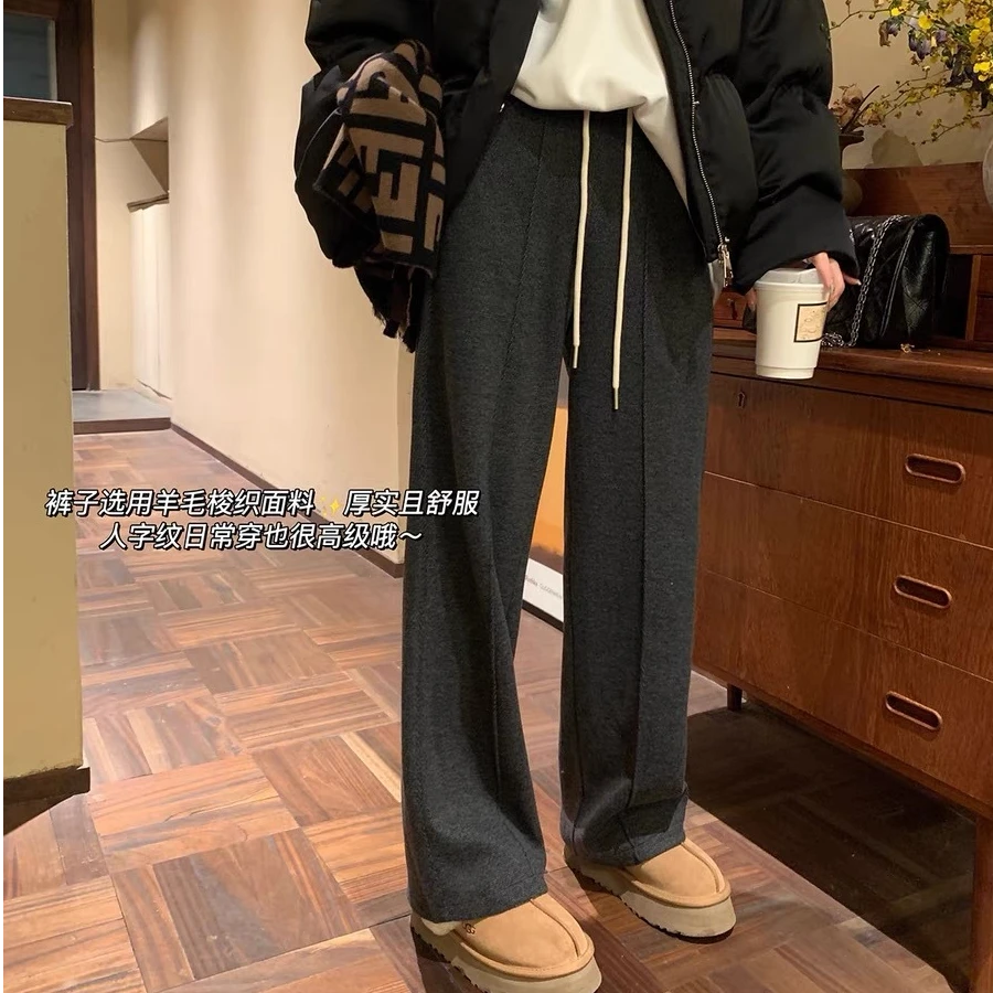 复古千鸟棉羊毛风针织休闲打底外穿宽松秋冬H9115-1