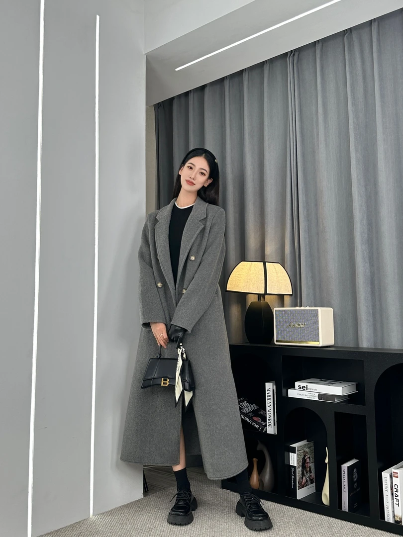 【倾城佳人】24年冬季超长大衣显瘦高个子双面呢绵羊毛大衣轻奢