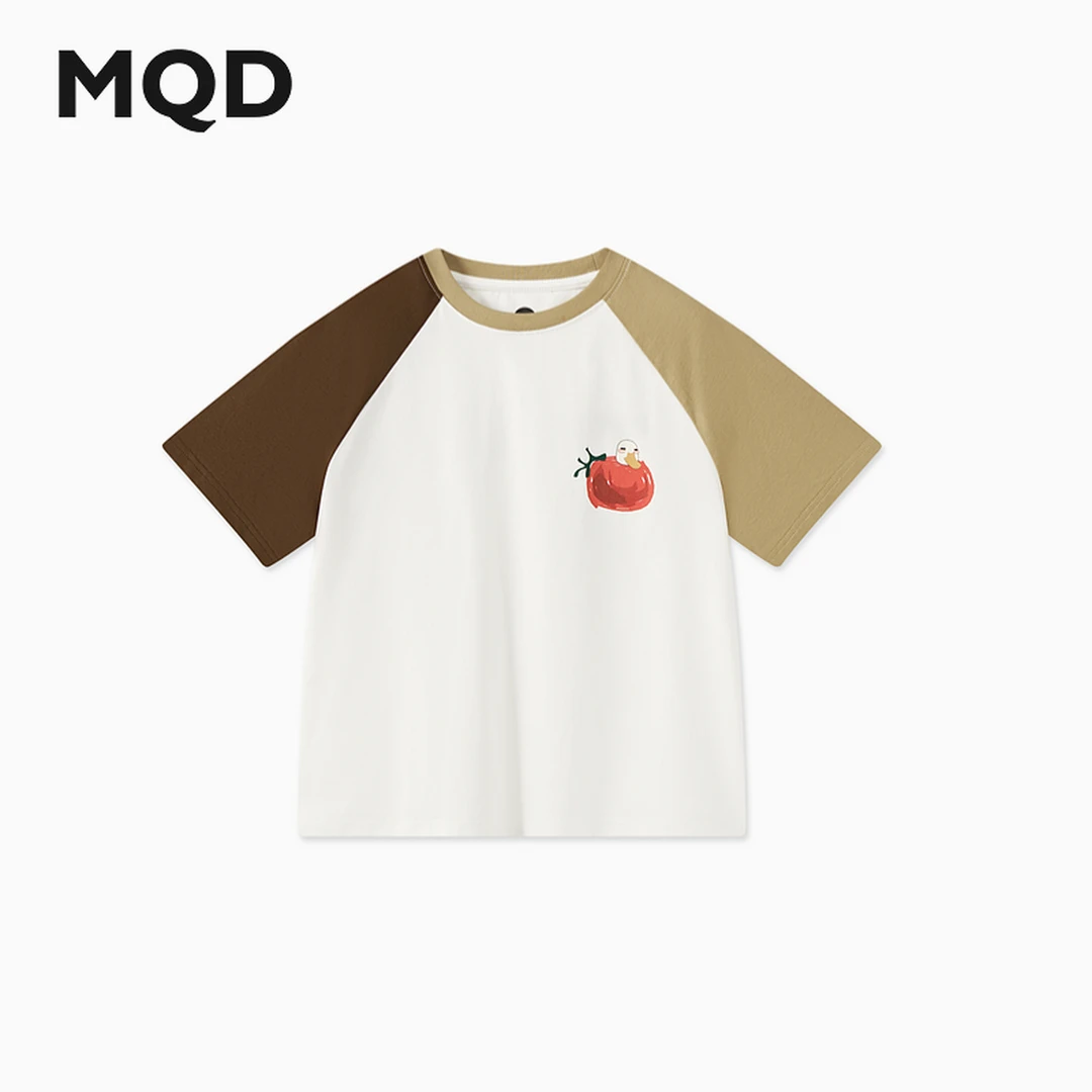 【凉感】MQD儿童24夏新款撞色插肩袖美式学院风短袖T恤9642W03F1